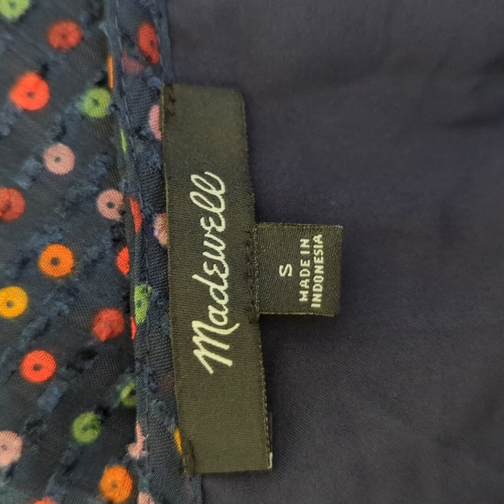 Madewell Lyric Wrap Long Sleeve Top in Confetti Dot Dark Nightfall Size Small - Picture 12 of 13